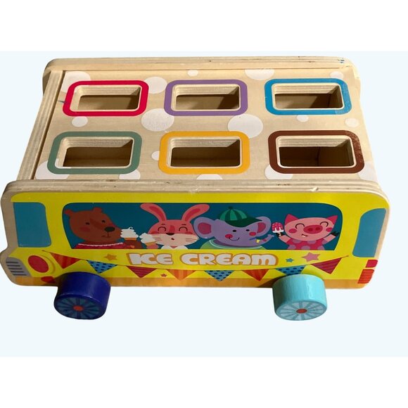 Wooden Ice Cream Pull Along Truck Toy With Magnetic Building Ice Cream Blocks - Picture 10 of 16